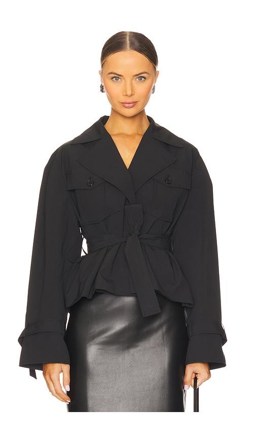 LAMARQUE Quinn Cropped Trenchcoat in Black by LAMARQUE