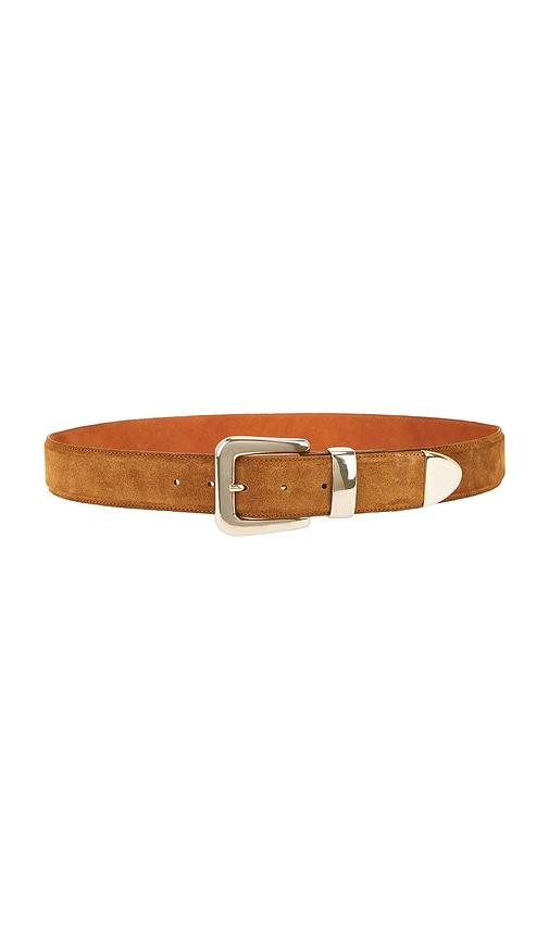 LAMARQUE Suede Belt in Tan by LAMARQUE