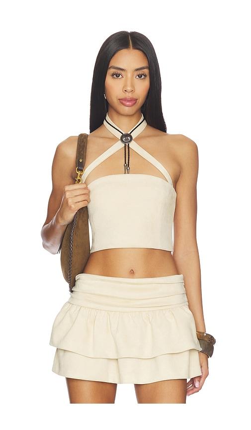 LAMARQUE x REVOLVE Seely Faux Suede Bustier Top in Cream by LAMARQUE