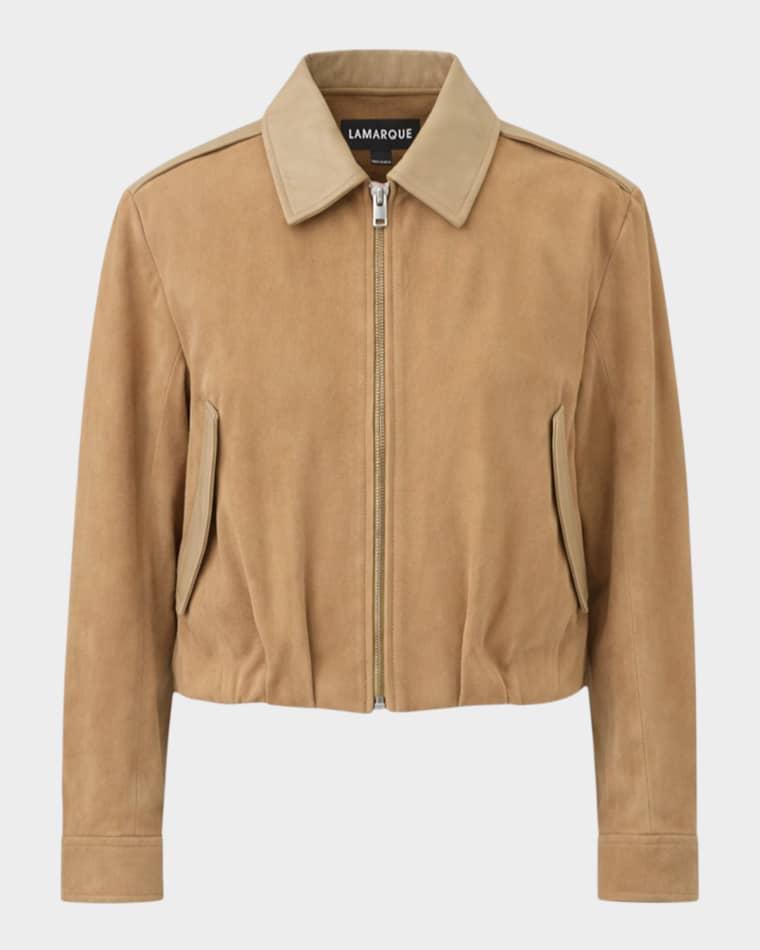 Robbie Suede Bomber Jacket by LAMARQUE