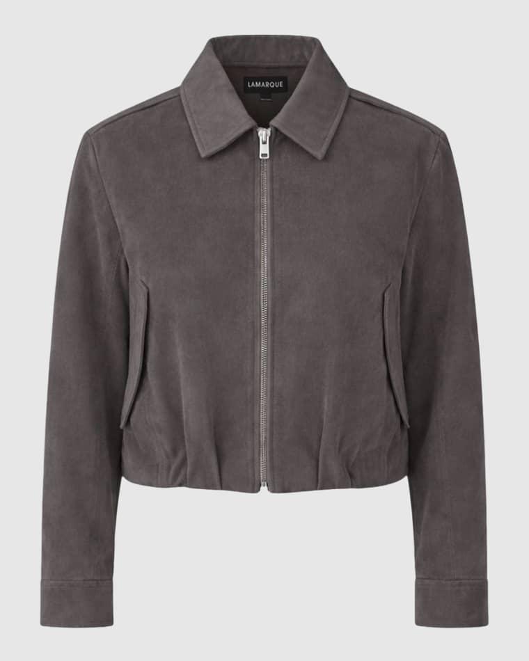Robbie Suede Bomber Jacket by LAMARQUE