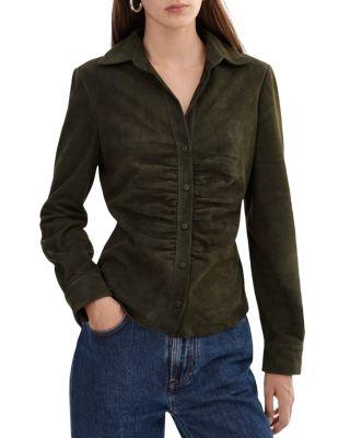 Ruched Collared Suede Shirt by LAMARQUE