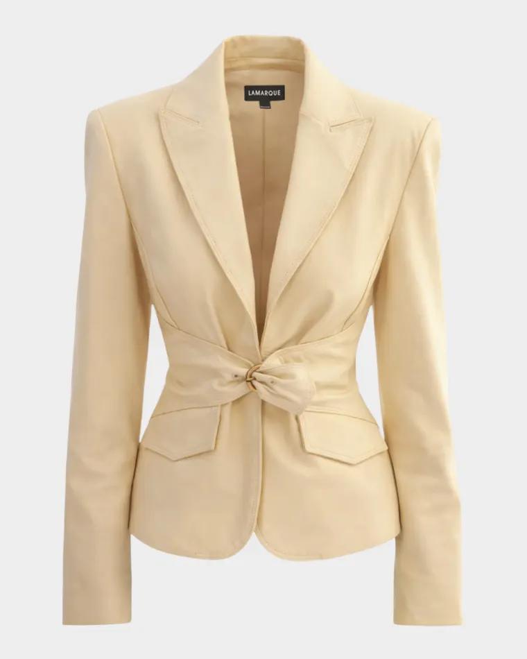 Wiley Belted Leather Blazer by LAMARQUE