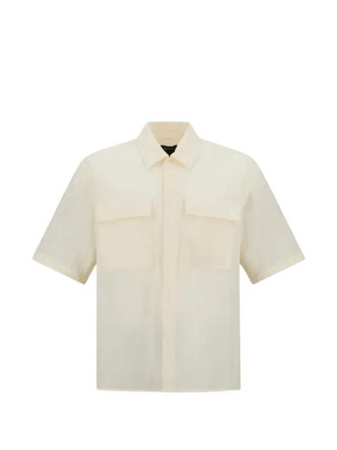 flap-pocket short-sleeve shirt by LAMINAR