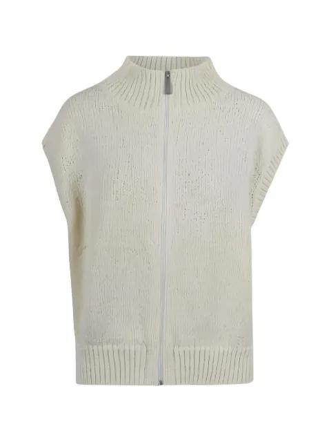 zip sleeveless jacket by LAMINAR