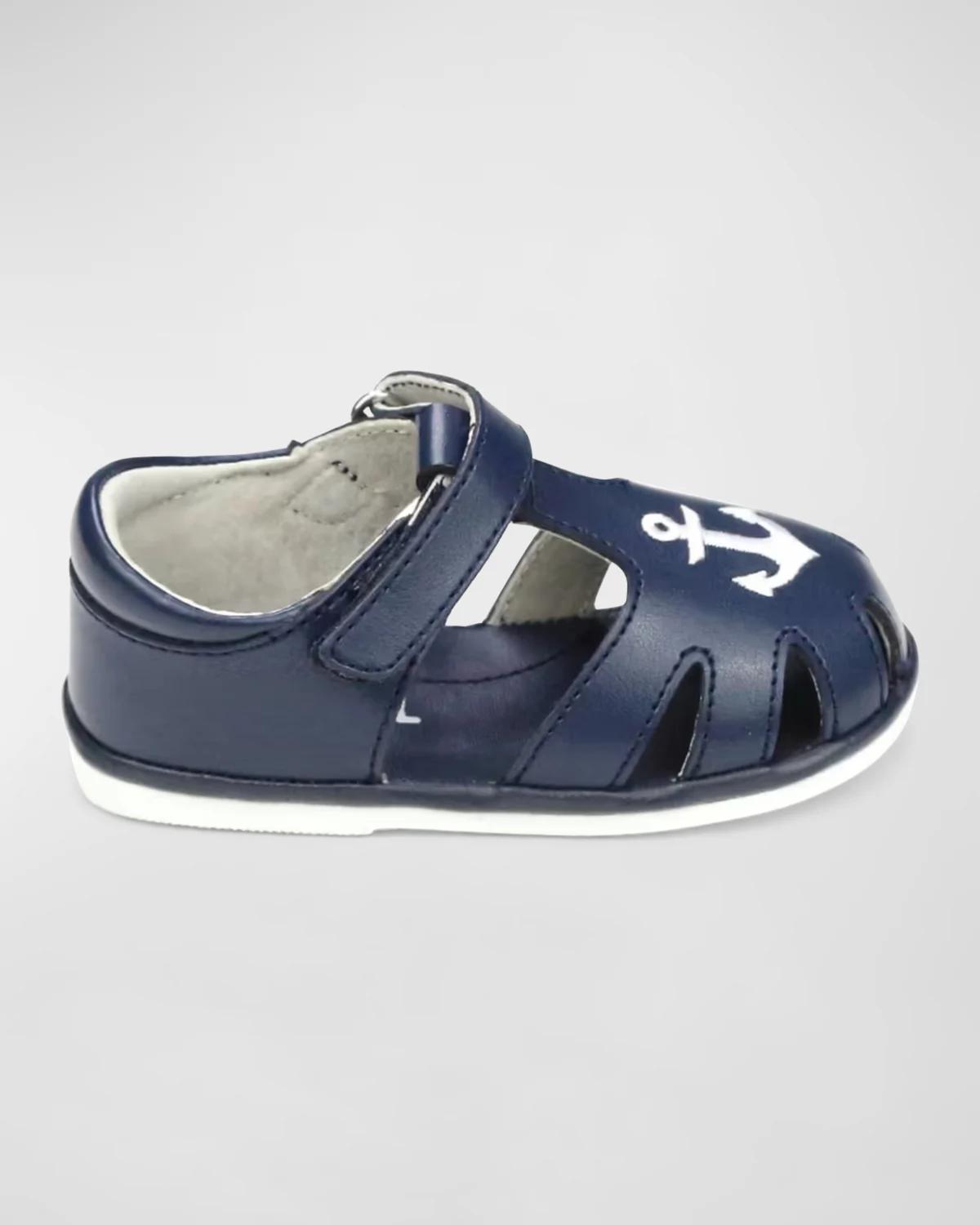 Boy's Sawyer Nautical Caged Leather Sandals, Baby by L'AMOUR SHOES