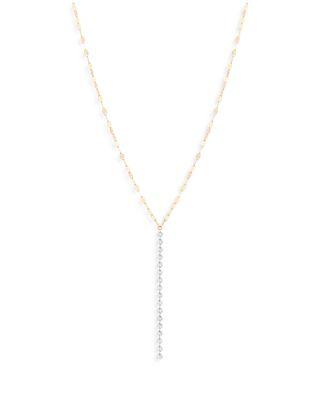 14K White & Yellow Gold Diamond Linear Lariat Necklace by LANA