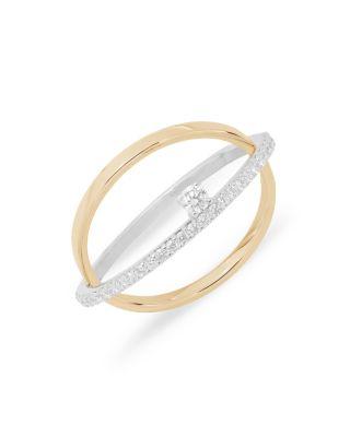 14K White & Yellow Gold Diamond Pav&eacute; Crossover Ring by LANA
