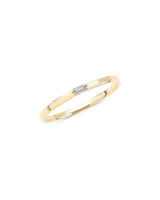 14K Yellow Gold Diamond Baguette Solitaire Ring by LANA