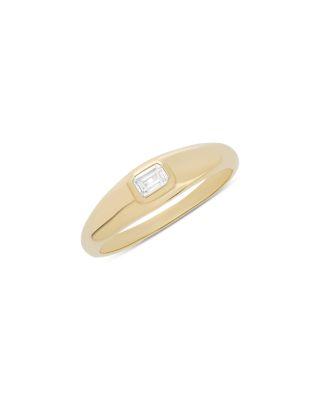 14K Yellow Gold Diamond Emerald Cut Solitaire Ring by LANA