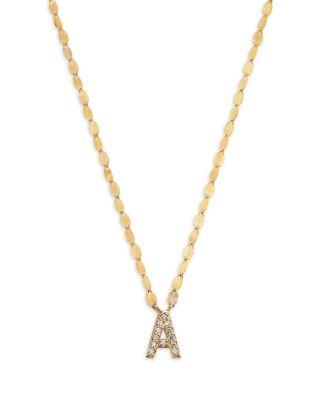 14K Yellow Gold Diamond Initial A Pendant Necklace by LANA