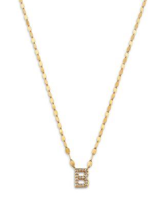 14K Yellow Gold Diamond Initial B Pendant Necklace by LANA