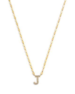 14K Yellow Gold Diamond Initial J Pendant Necklace by LANA