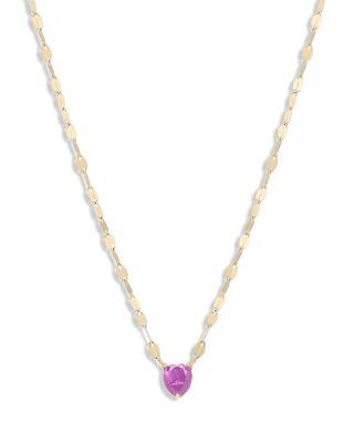 14K Yellow Gold Pink Sapphire Heart Solitaire Pendant Necklace by LANA