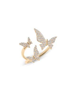 Diamond Pav&eacute; Butterfly Wrap Ring in 14K Yellow Gold by LANA