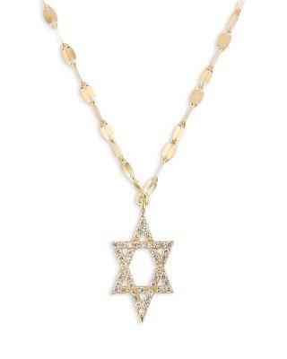 Diamond Star Of David Pendant Necklace in 14K Yellow or White Gold by LANA