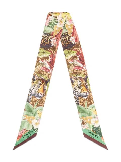 Jungle motif silk headband by LANCEL
