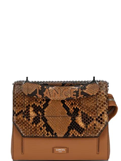 Ninon python flap cross body bag by LANCEL
