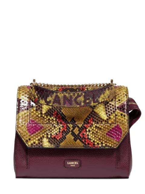 Ninon python flap cross body bag by LANCEL