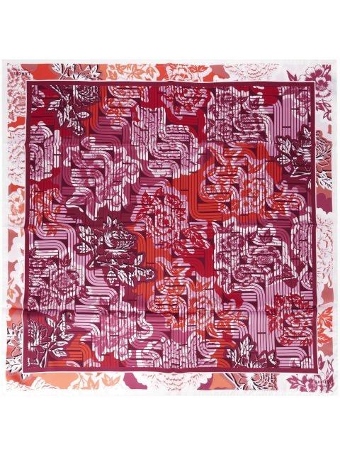 Pivoine Optical-print silk scarf by LANCEL