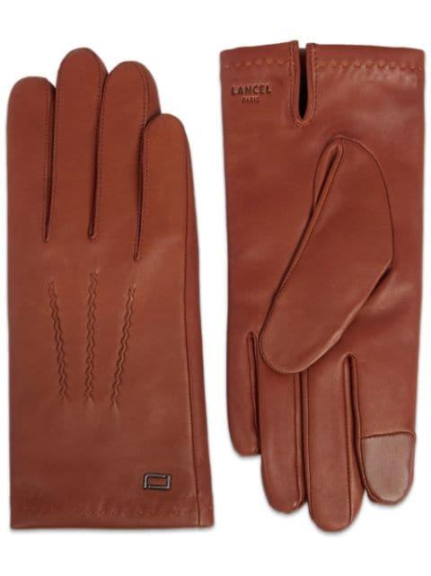 Sellier logo-stamp lather gloves by LANCEL