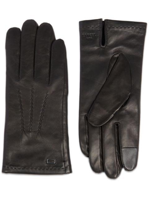 Sellier logo-stamp lather gloves by LANCEL
