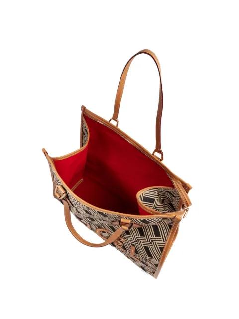 large monogram leather-trimmed tote bag by LANCEL