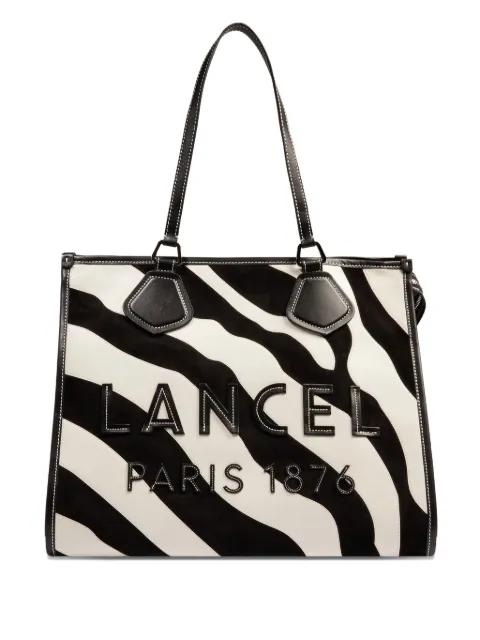large zebra-print suede tote bag by LANCEL
