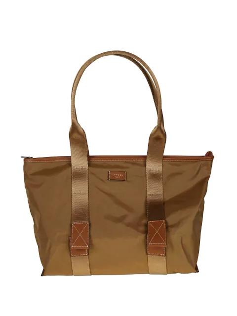 logo-plaque leather-trim tote bag by LANCEL