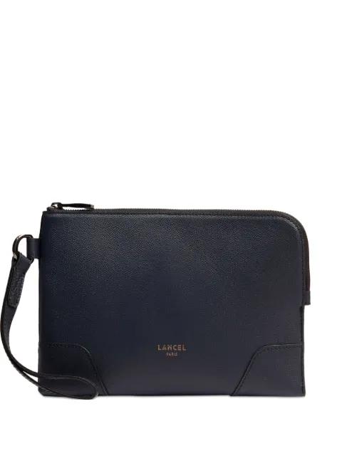 zip-fastening leather clutch by LANCEL