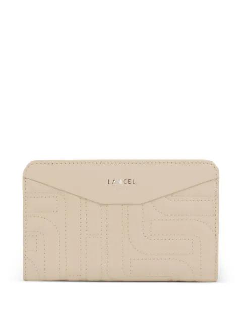 zipped quilted compact wallet by LANCEL