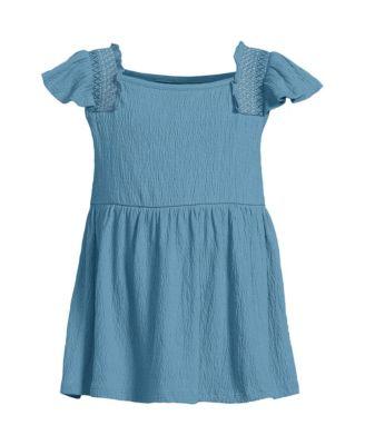 Girls Smocked Flutter Sleeve Gauze Tank Top by LANDS' END