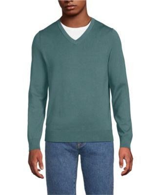 Men's Fine Gauge Cotton V Neck Sweater by LANDS' END
