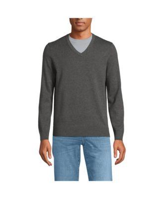 Men's Fine Gauge Cotton V Neck Sweater by LANDS' END