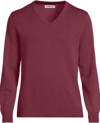 Men's Fine Gauge Cotton V Neck Sweater by LANDS' END