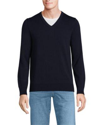 Men's Fine Gauge Cotton V Neck Sweater by LANDS' END