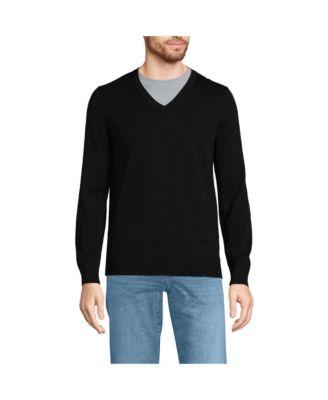 Men's Fine Gauge Cotton V Neck Sweater by LANDS' END