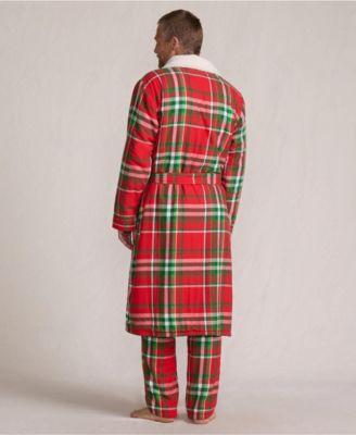 Men's High Pile Fleece Lined Flannel Robe by LANDS' END