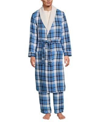 Men's High Pile Fleece Lined Flannel Robe by LANDS' END