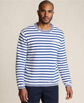 Men's Long Sleeve Textured Cotton Crewneck Sweater by LANDS' END