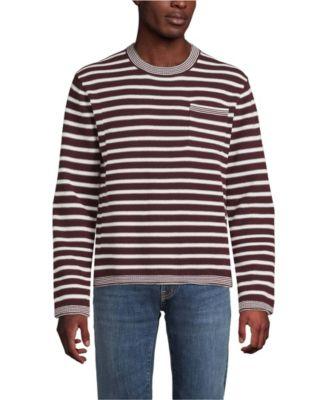 Men's Long Sleeve Textured Cotton Crewneck Sweater by LANDS' END