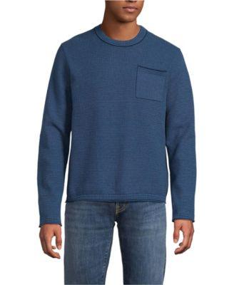 Men's Long Sleeve Textured Cotton Crewneck Sweater by LANDS' END