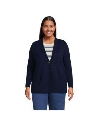 Plus Size Fine Gauge Blazer Sweater by LANDS' END