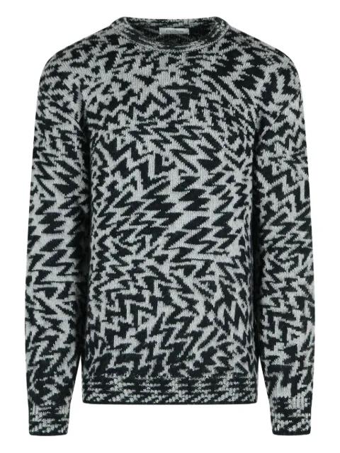 abstract-pattern crew-neck sweater by LANEUS