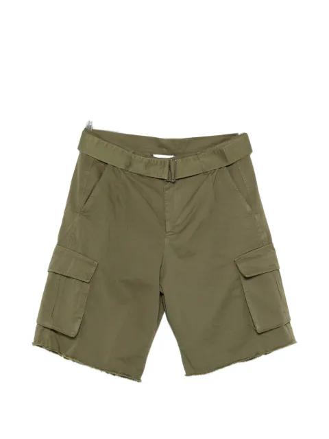 belted button cargo shorts by LANEUS