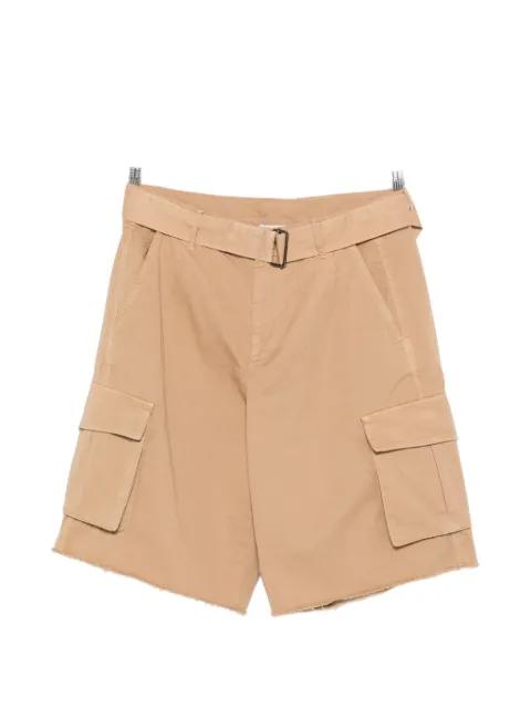 belted button cargo shorts by LANEUS