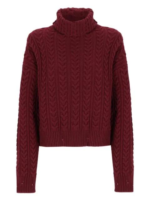 cable-knit turtleneck sweater by LANEUS