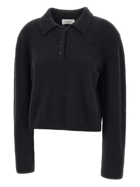 cropped long-sleeve polo top by LANEUS