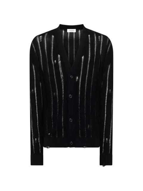 distressed button cardigan by LANEUS