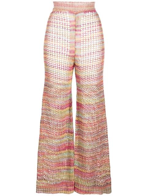 flared open-knit trousers by LANEUS